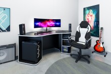 Schreibtisch >THANATOS< (BxHxT: 198x76x85 cm) in anthrazit/weiß