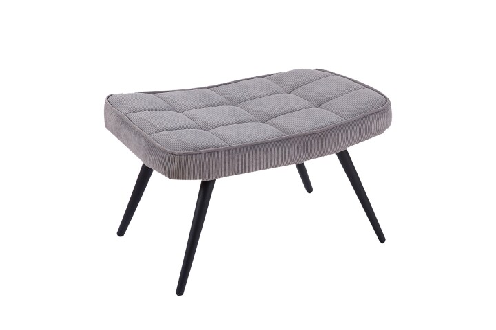 Hocker >UTA< (BxHxT: 60x39x41 cm) in grau aus Cord - 60x39x41cm (BxHxT)