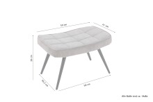 Hocker >UTA< (BxHxT: 60x39x41 cm) in grau aus Cord - 60x39x41cm (BxHxT)