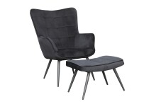 Hocker >UTA< (BxHxT: 60x39x41 cm) in schwarz aus Samt - 60x39x41cm (BxHxT)
