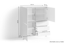 Highboard >VALENTIN< (BxHxT: 120x137x38 cm) in weiß - 120x137x38cm (BxHxT)