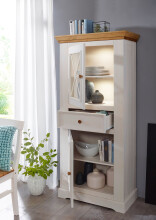 Vitrine >WZ-0133< (BxHxT: 79x177x42 cm) in weiß aus Kiefer - 79x177x42cm (BxHxT)