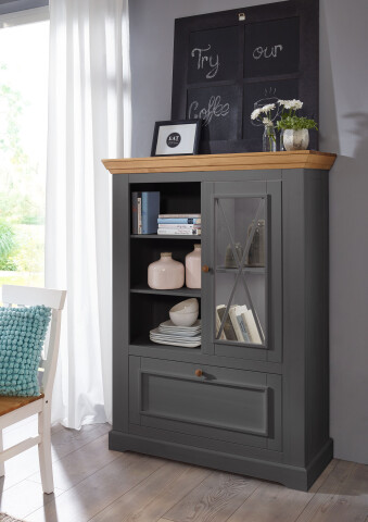 Highboard >WZ-0133< (BxHxT: 108x152x42 cm) in grau - 108x152x42 (BxHxT)