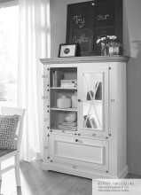 Highboard >WZ-0133< (BxHxT: 108x152x42 cm) in grau - 108x152x42 (BxHxT)