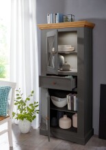Vitrine >WZ-0133< (BxHxT: 79x177x42 cm) in grau - 79x177x42 (BxHxT)