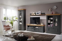 Vitrine >WZ-0133< (BxHxT: 79x177x42 cm) in grau - 79x177x42 (BxHxT)