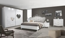 Nachtkommode >Salvina< 2er-Set (BxHxT: 51x56x39 cm) in Weiss Melamin mit Siebdruck