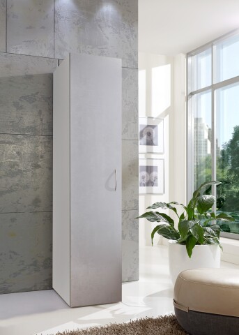 Mehrzweckschrank >MULTIRAUMKONZEP< (BxH: 30x185 cm) WEISS + BETON-NB LICHTGRAU