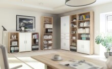 Aktenschrank >Clermont< (BxHxT: 79,1x114x35 cm) in Sonoma/Eiche mit Absatz weiß