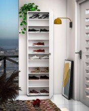 Schuhschrank >SPAZIO< (BxHxT: 60,2x200x18,6 cm) in weiß - 60,2x200x18,6 (BxHxT)