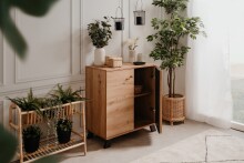 Kommode >Medan< (BxHxT: 80x85x40 cm) in Artisan Oak / Anthrazit