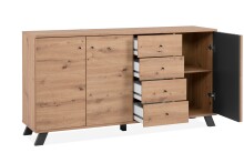 Sideboard >Medan< (BxHxT: 160x85x40 cm) in Artisan Oak / Anthrazit