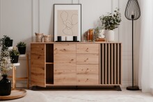 Sideboard >Medan< (BxHxT: 160x85x40 cm) in Artisan Oak / Anthrazit