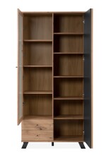 Standvitrine >Medan< (BxHxT: 92x198x40 cm) in Artisan Oak / Anthrazit