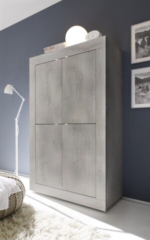 Highboard >Belinda< (BxHxT: 102x162x43 cm) Holzstruktur Pinie Weiss
