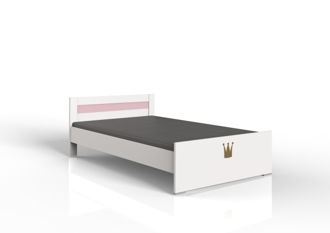 Bett >CINDY2< (BxHxT: 126x72x204 cm) in WEISS + ABSETZUNGEN ROSE