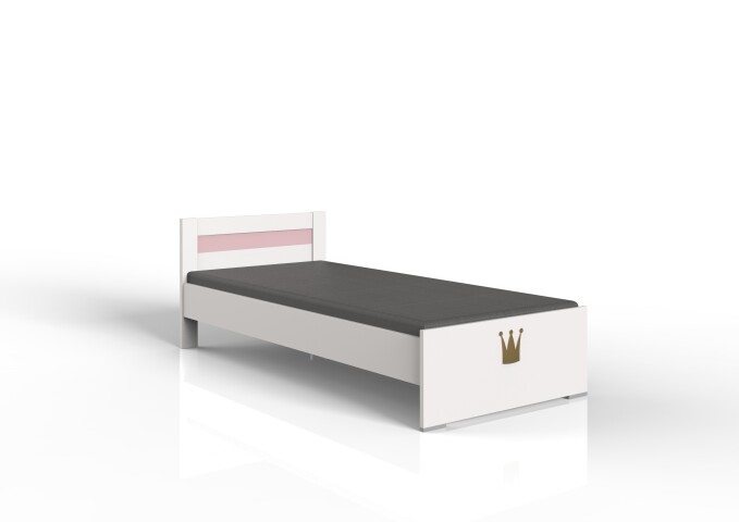 Bett >CINDY2< (BxHxT: 96x72x204 cm) in WEISS + ABSETZUNGEN ROSE