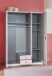 Kleiderschrank >CINDY2< (BxHxT: 139x199x58 cm) in WEISS + ABSETZUNGEN ROSE