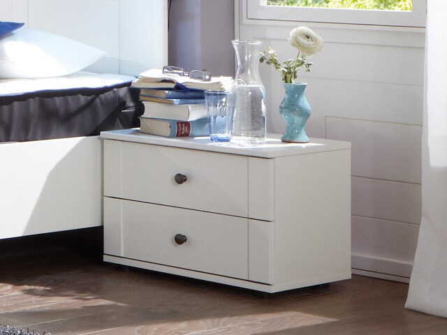 Nachtschrank >CHALET< (BxHxT: 52x40x38 cm) in WEISS - 52x40x38cm (BxHxT)