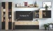 Wohnwand >SOLEA< (BxHxT: 340x202,5x38 cm) Schwarz/Dekor Lamellen Artisan Eiche