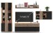 Wohnwand >SOLEA< (BxHxT: 340x202,5x38 cm) Schwarz/Dekor Lamellen Artisan Eiche