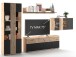 Wohnwand >SOLEA< (BxHxT: 340x202,5x38 cm) Schwarz/Dekor Lamellen Artisan Eiche