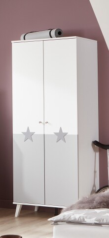 Kleiderschrank >ROCKY< (BxHxT: 83x202x55 cm) in WEISS + LIGHT GREY