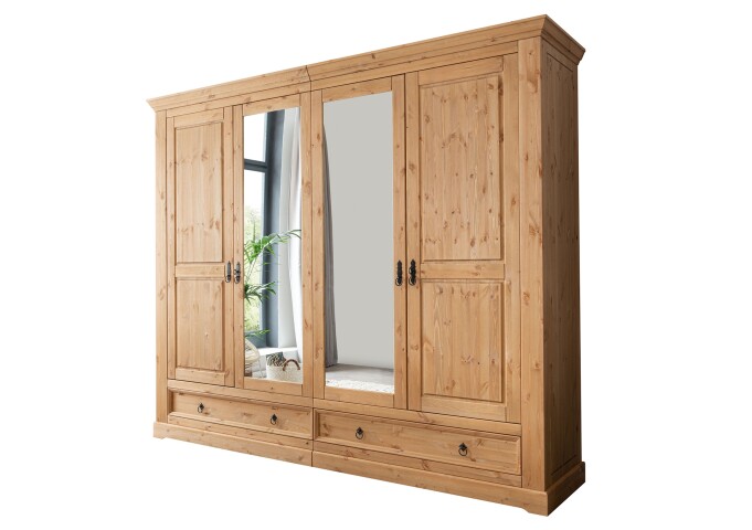Kleiderschrank >SZ-0079< (BxHxT: 254x215x62 cm) Kiefer eichefarbig - 254x215x62 (BxHxT)