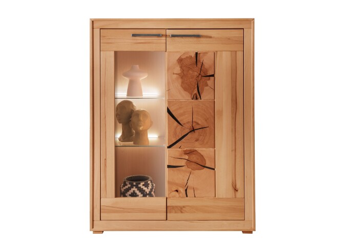 Highboard >WZ-0315< (BxHxT: 103x135x40 cm) in natur geölt - 103x135x40 (BxHxT)