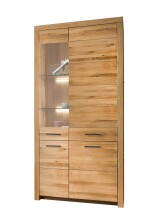 Vitrine >WZ-0169< (BxHxT: 102,2x204,1x40 cm) in natur geölt aus Wildeiche
