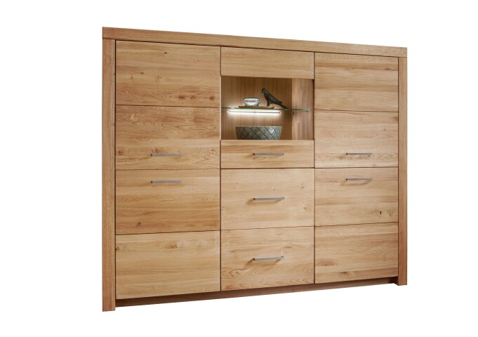 Highboard >WZ-0169< (BxHxT: 170,4x141,2x40 cm) in natur geölt aus Wildeiche