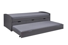 Funktionsbett >Lena< (BxHxT: 205x63x98 cm) in Grau aus Holz - 205x63x98 (BxHxT)