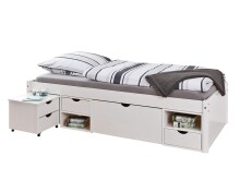 Funktionsbett >TILL< in Weiss aus Massivholz -...