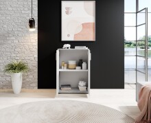Kommode >Freida< (B/H/T 60 x 82 x 35 cm) in Beton / Weiß - 60x82x35cm (BxHxT)