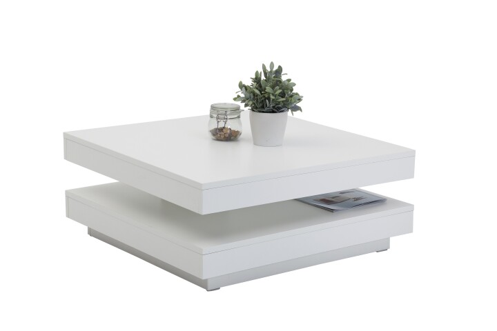Couchtisch >BEN< in matt weiß aus Holzwerkstoff - 78x34x78cm (BxHxT)