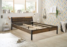Bett >Marseille< in Old Style Dunkel - 146,4x73,4x215,6cm (BxHxT)