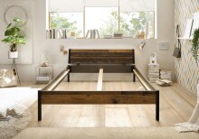 Bett >Marseille< in Old Style Dunkel - 146,4x73,4x215,6cm (BxHxT)