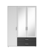 Kleiderschrank >Ivar< in Weiß Abs. Graphit - 125x190x51cm (BxHxT)