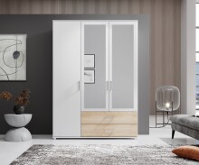 Kleiderschrank >Ivar< in Weiß Abs. Eiche Sonoma - 125x190x51cm (BxHxT)