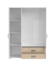 Kleiderschrank >Ivar< in Weiß Abs. Eiche Sonoma - 125x190x51cm (BxHxT)