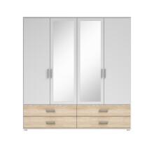 Kleiderschrank >Ivar< in Weiß Abs. Eiche Sonoma - 180x190x51cm (BxHxT)