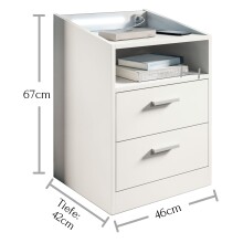 Nachtkommode >Lumo< in Weiß - 46x67x42cm (BxHxT)