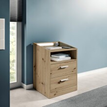 Nachtkommode >Lumo< in Artisan Eiche - 46x67x42cm...