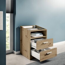 Nachtkommode >Lumo< in Artisan Eiche - 46x67x42cm (BxHxT)