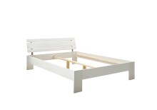 Bett >Brest< in Weiß HGL - 145x73x213cm (BxHxT)