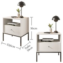 Nachtkommode >Ines< in Weiß - 53,6x56,2x39cm (BxHxT)