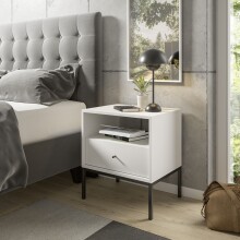 Nachtkommode >Ines< in Weiß - 53,6x56,2x39cm...