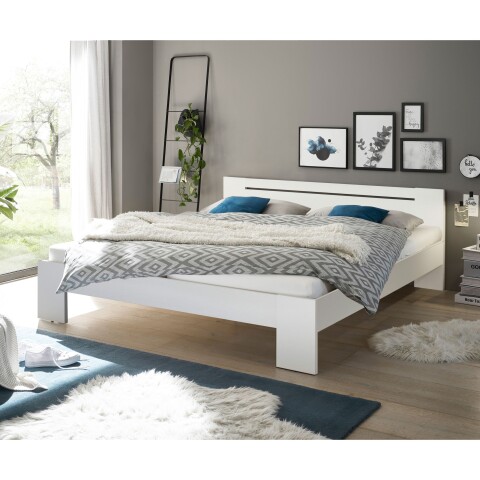 Bett >Cannes< in Weiß - 185x71x204cm (BxHxT)