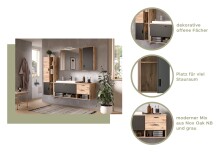 Waschbeckenunterschrank >Grado< in nox oak - 140x50x48cm (BxHxT)