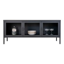 Vitrine >Brisbane< in Schwarz mit Glas aus Stahl,...